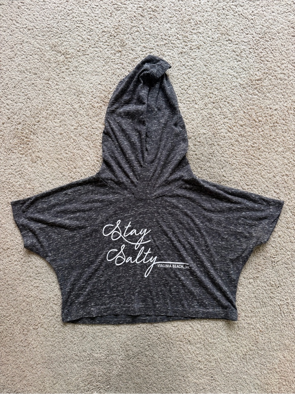 Stay Salty Hooded Crop Top - Dark Gray